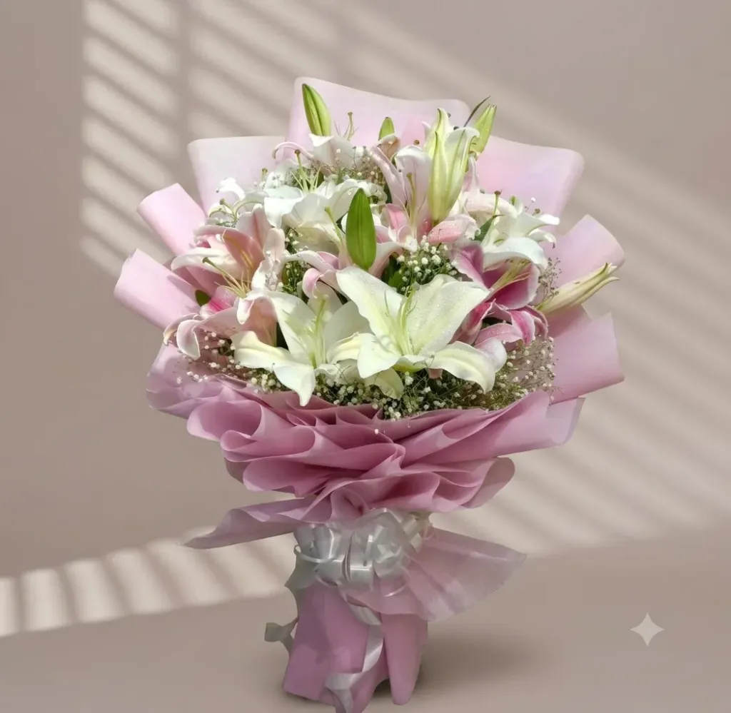 Scintillating Pink Lilies Bouquet